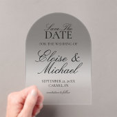 Elegantes Script Black Gradient Save the Date Acryleinladungen (Insitu (Handheld))