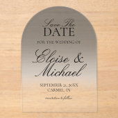 Elegantes Script Black Gradient Save the Date Acryleinladungen (Vorderseite)