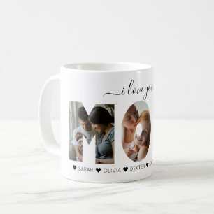Elegantes Script Black I Liebe Sie MAMA Foto Colla Kaffeetasse