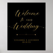 Elegantes Script Black n Gold Willkommen bei unser Poster (Vorne)