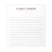 Elegantes Script Black Pink Classic Lined Notizblock (Vorderseite)