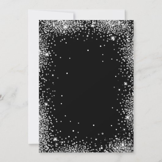 Elegantes Script Black Silver Glitzer 10. Geburtst Einladung (Rückseite)