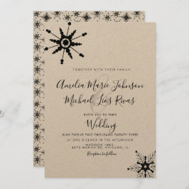 Elegantes Script Black Snowflakes Weihnachten Hoch Einladung
