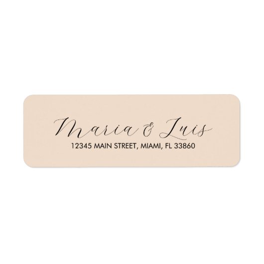 Elegantes Script Black Tan Wedding Label (Vorne)