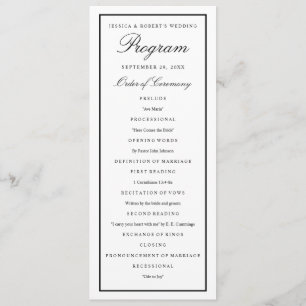 Elegantes Script Black Thick Border Wedding Progra Programm
