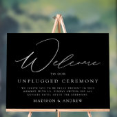 Elegantes Script Black Unplugged Zeremony Wedding Acrylschild (Neutral)