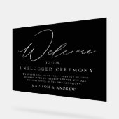Elegantes Script Black Unplugged Zeremony Wedding Acrylschild (Winkel)