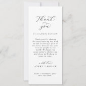 Elegantes Script Black Wedding Table Danke Karten (Vorderseite)
