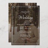 Elegantes Script Black & White Border Foto Hochzei Einladung (Vorne/Hinten)