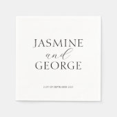 Elegantes Script Black & White Chic Hochzeit Serviette (Vorderseite)