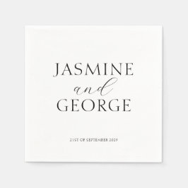 Elegantes Script Black & White Chic Hochzeit Serviette