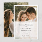 Elegantes Script Black & White Overlay Foto Hochze Einladung (Vorne/Hinten)