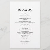 Elegantes Script Black & White Simple Wedding Menu (Vorderseite)