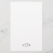 Elegantes Script Black & White Simple Wedding Menu (Rückseite)
