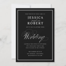 Elegantes Script Black & White Wedding Black