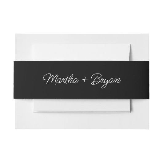 Elegantes Script Black & White Wedding Einladungsbanderole (Vorderseite Beispiel)