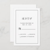 Elegantes Script Black & White Wedding Enclosure RSVP Karte (Vorne/Hinten)