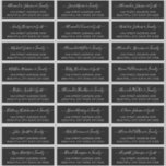 Elegantes Script Black White Wedding Guest Address Aufkleber<br><div class="desc">Moderne,  elegante Script Schwarz und Weiß Minimalistische Brauername Adresse benutzerdefinierte personalisierte Labels Stickers auf schwarzem Hintergrund. Der Name des Gastes ist in einem kursiven Wirblen Handschrift geschrieben Schwanz Schriftart Skript. Das hier hat 24 Aufkleber.</div>