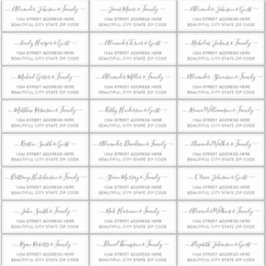 Elegantes Script Black White Wedding Guest Address Aufkleber