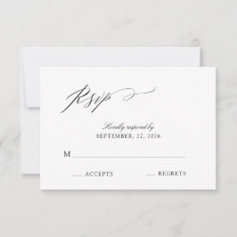 Elegantes Script Black & White Wedding RSVP Karte