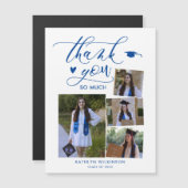 Elegantes Script Blue 4 Foto Abschluss Vielen Dank Magnetkarte (Vorne/Hinten)