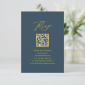 Elegantes Script Blue Minimalistisch QR Wedding RS RSVP Karte (Stehend Vorderseite)