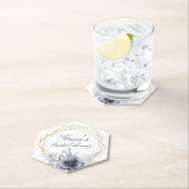 Elegantes Script Blumenblau, weißes Brautparty Untersetzer (Vor Ort)