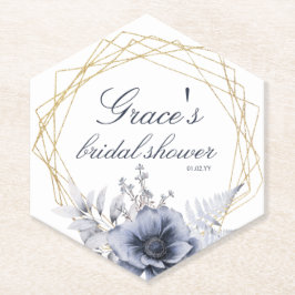 Elegantes Script Blumenblau, weißes Brautparty Untersetzer