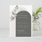 Elegantes Script Blumengrün-Hochzeit Einladung (Stehend Vorderseite)