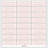 Elegantes Script Blush Gold Wedding Guest Address Aufkleber (Blatt)