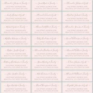 Elegantes Script Blush Gold Wedding Guest Address Aufkleber