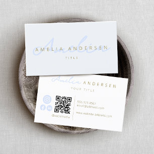 Elegantes Script Blush Pastel Blue Visitenkarte