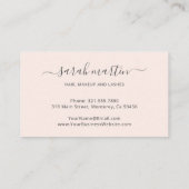 Elegantes Script Blush Pink Lash Aftercare Lashes Visitenkarte (Rückseite)
