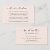 Elegantes Script Blush Pink Lash Aftercare Lashes Visitenkarte (Vorne/Hinten)