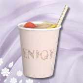 Elegantes Script Blush Pink Roses Brautparty Pappbecher