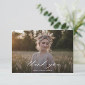 Elegantes Script Boho Any Event Brautparty Foto Dankeskarte (Stehend Vorderseite)