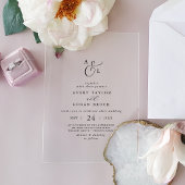Elegantes Script Boho Simple Monogram Modern Weddi Acryleinladungen