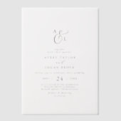 Elegantes Script Boho Simple Monogram Modern Weddi Pergament Einladungen (Vorderseite)
