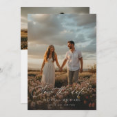 Elegantes Script Boho Wedding Foto Save The Date (Vorne/Hinten)