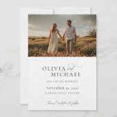 Elegantes Script Boho Wedding Foto Save The Date (Rückseite)
