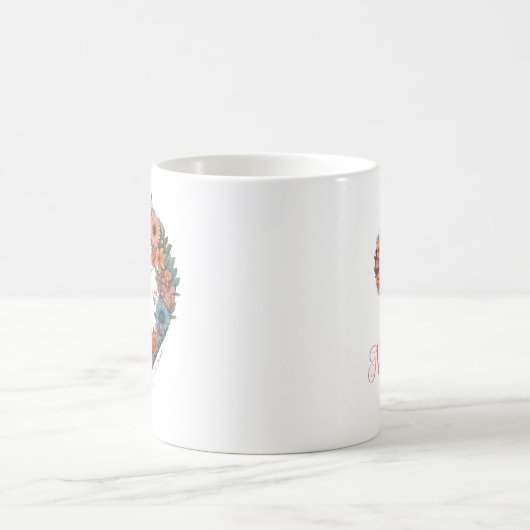 Elegantes Script Boho Wild Blume Peace Kaffeetasse (Mittel)