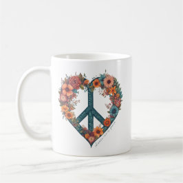 Elegantes Script Boho Wild Blume Peace Kaffeetasse