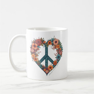 Elegantes Script Boho Wild Blume Peace Kaffeetasse
