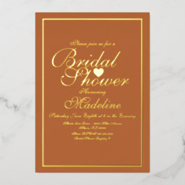 Elegantes Script Border Heart Brautparty Foil Inv Folieneinladung