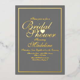 Elegantes Script Border Heart Brautparty Folieneinladung