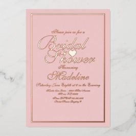 Elegantes Script Border Heart Brautparty Folieneinladung