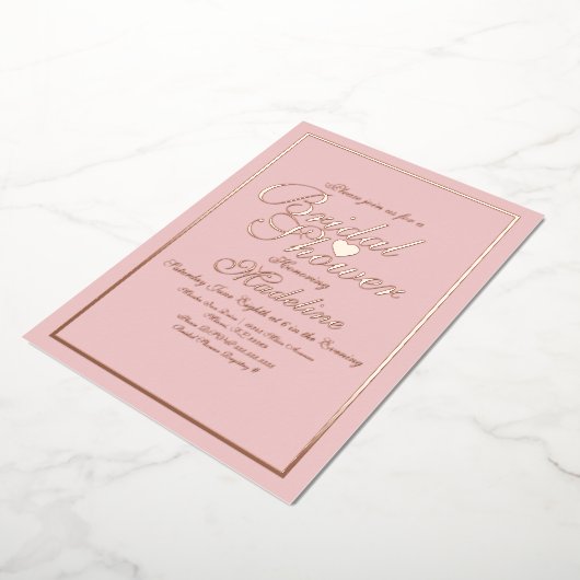 Elegantes Script Border Heart Brautparty Folieneinladung (Gedreht)