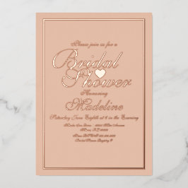Elegantes Script Border Heart Brautparty Folieneinladung