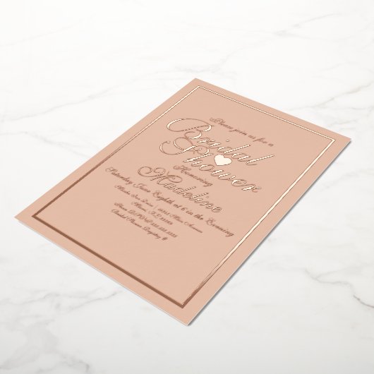 Elegantes Script Border Heart Brautparty Folieneinladung (Gedreht)