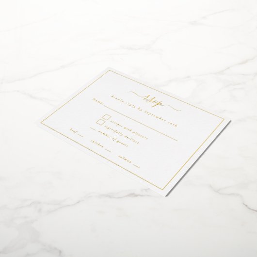 Elegantes Script Border Party RSVP Karte Luxury Fo (Gedreht)